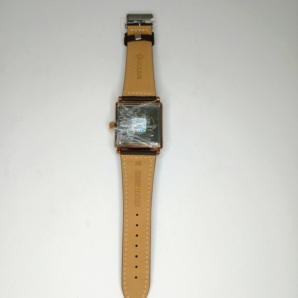 Brown Julius Watch Rhinestones Genuine Leather Straps Water Resistant - Picture 5 of 7